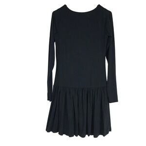 Abercrombie & Fitch Black Modal Blend Drop Waist Long Sleeve Mini Dress MT Tall